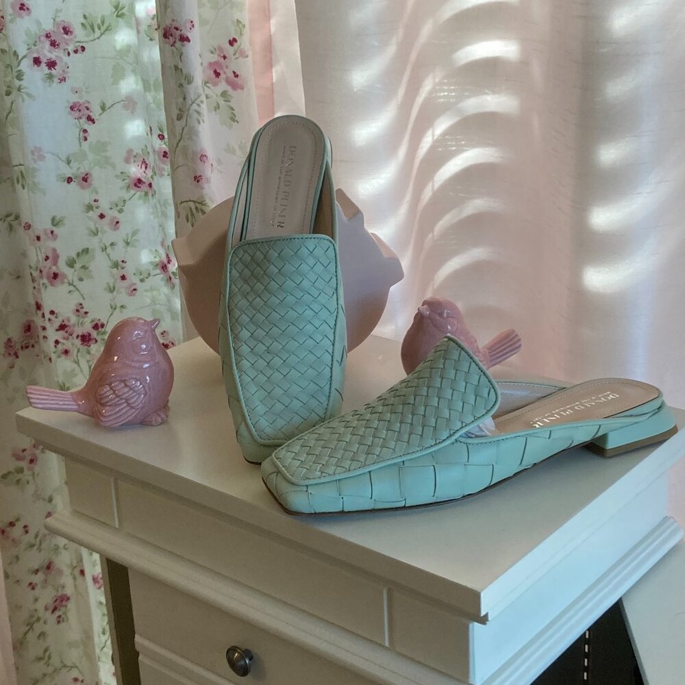 Donald J. Pliner Mint Green Woven Mules